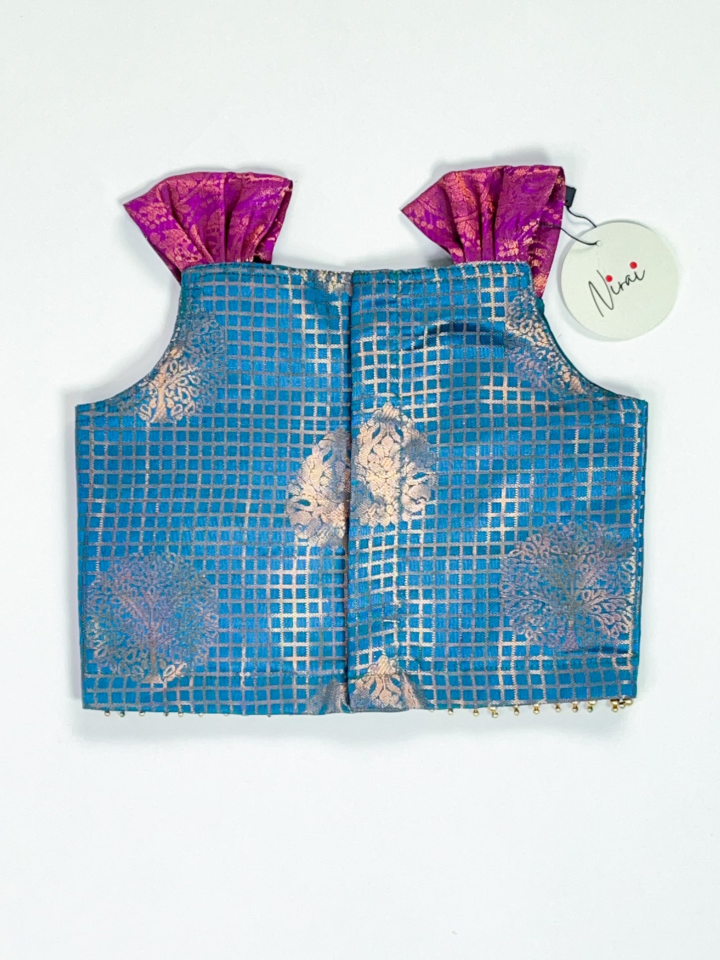 Teal and Purple Pattu Pavadai